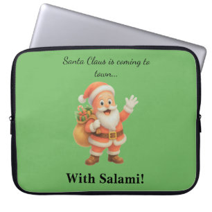Kerstman komt naar de stad.. Met Salami!  Laptop Sleeve