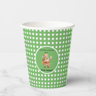Kerstman komt naar de stad.. Met Salami! Papieren Bekers