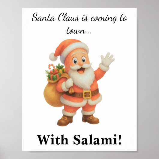 Kerstman komt naar de stad.. Met Salami!  Poster (Voorkant)