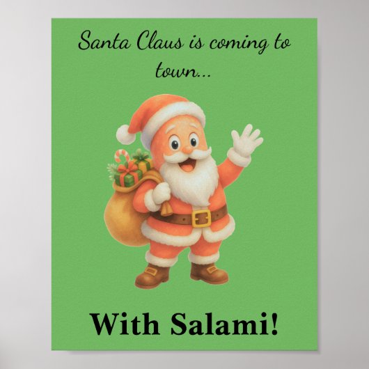 Kerstman komt naar de stad.. Met Salami!  Poster (Voorkant)