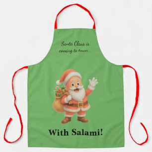 Kerstman komt naar de stad.. Met Salami! Schort