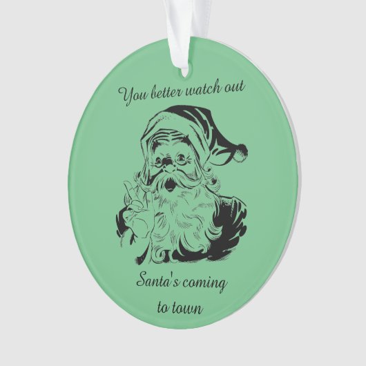  kerstman komt naar de stad ornament (voorkant)