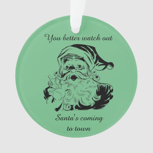  kerstman komt naar de stad ornament (voorkant)