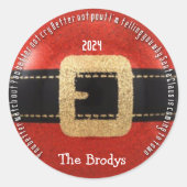 Kerstman komt naar de stad ronde sticker (Voorkant)