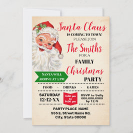 Kerstman komt naar kerstfeest kaart