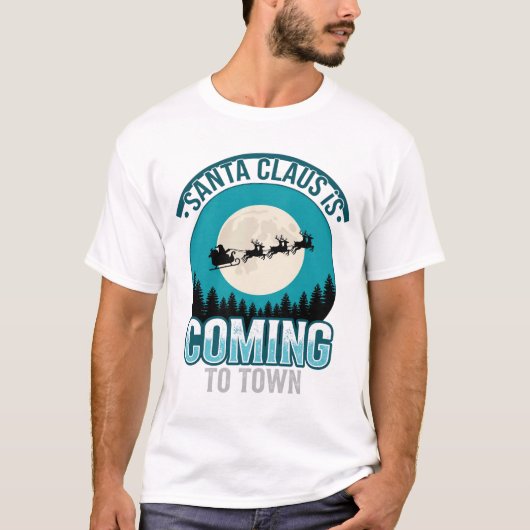 Kerstman komt naar Kerstmaan ontwerp T-shirt (Voorkant)