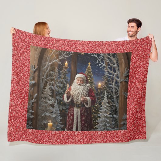 Kerstman komt op bezoek fleece deken (In situ)
