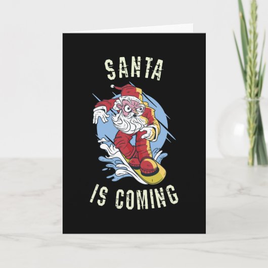 Kerstman komt op snowboard kaart (Voorkant)