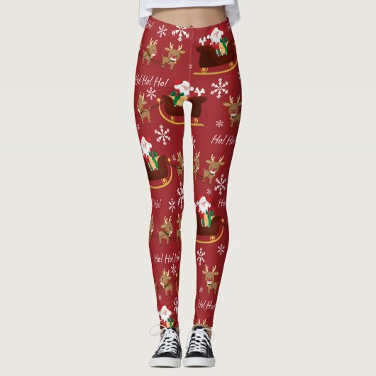 Kerstman Komt Patroon Leggings (Voorkant)