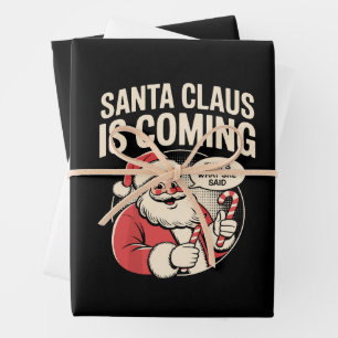 Kerstman komt Ze zei Grappig Kerstmis Xmas  Inpakpapier Vel