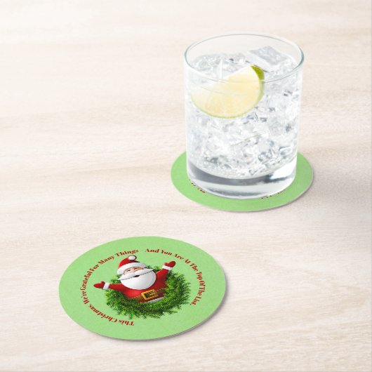 Kerstman kondigt Bericht Business Kantoor Christma Ronde Kartonnen Onderzetter (Insitu)