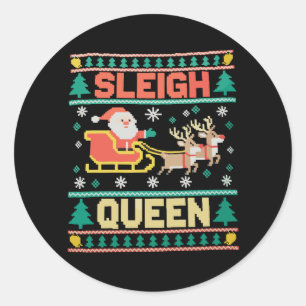 Kerstman Koningin LGBTQ Regenboog Rendier Kerstmis Ronde Sticker
