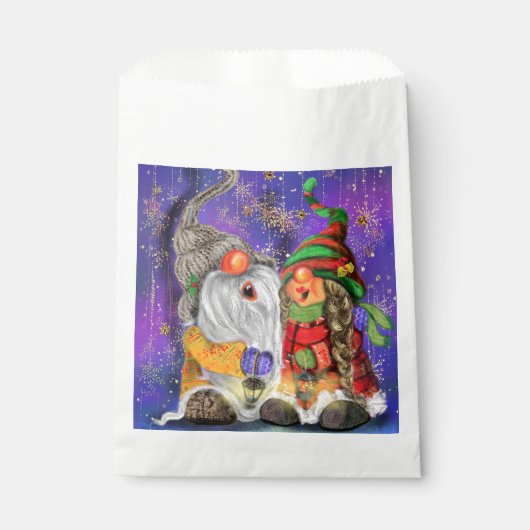 Kerstman Koppel Kabouters Favor Zakje (Voorkant)