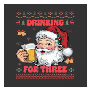 Kerstman Koppel Kerst Drinken Foto Afdruk