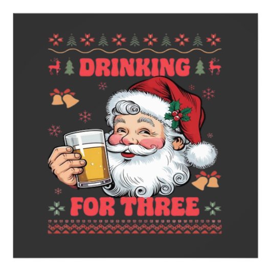 Kerstman Koppel Kerst Drinken Foto Afdruk (Voorkant)