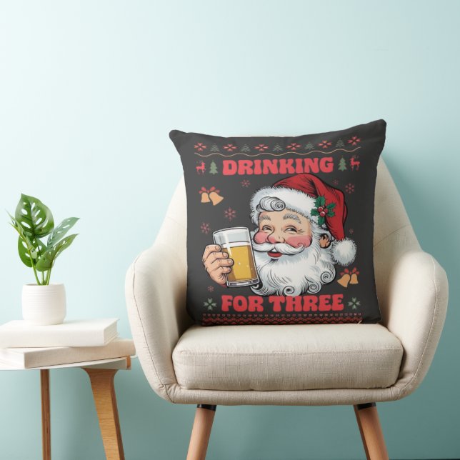 Kerstman Koppel Kerst Drinken  Kussen (Stoel)