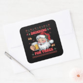Kerstman Koppel Kerst Drinken Vierkante Sticker (Envelop)