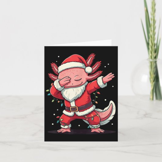 Kerstman Kostuum Dabbing Axolotl Xmas Light Kaart (Voorkant)