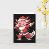 Kerstman Kostuum Dabbing Axolotl Xmas Light Kaart (Gele Bloem)