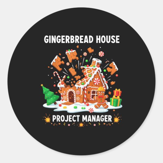 Kerstman Kostuum, Kersthuis Project Ronde Sticker (Voorkant)