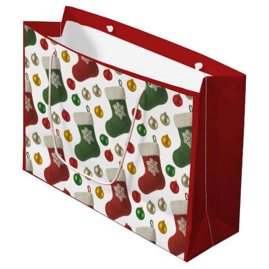 Kerstman Kous Groot Cadeauzakje (Voorkant Gekanteld)