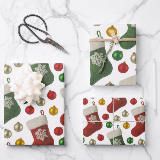 Kerstman Kous Inpakpapier Vel (Voorkant)