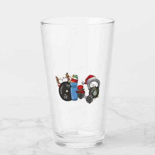 Kerstman Krachttraining Hantelelementen Gym Kerstm Glas (Voorkant)