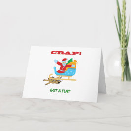 Kerstman kreeg een klapband feestdagen kaart