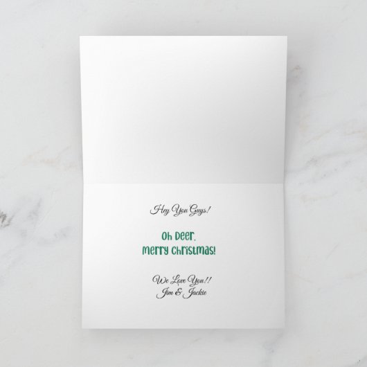 Kerstman kreeg een lekke band feestdagen kaart (Binnen)