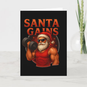 Kerstman krijgt grappig kerstworkout ontwerp kaart