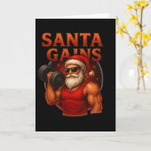 Kerstman krijgt grappig kerstworkout ontwerp kaart (Gele Bloem)