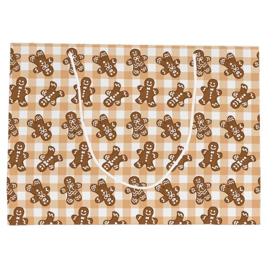 Kerstman Kruidkoek Plaid Patroon Groot Cadeauzakje (Achterkant)