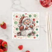 Kerstman Kruit uit cadeau doos Servet (Insitu)