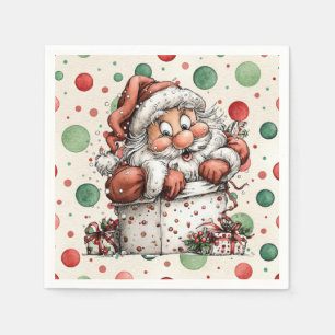 Kerstman Kruit uit cadeau doos Servet