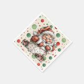 Kerstman Kruit uit cadeau doos Servet (Hoek)