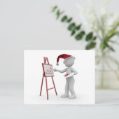 Kerstman Kunstenaar Rood Wit Vrolijk Kerstmis Ezel Feestdagenkaart (Staand voorkant)