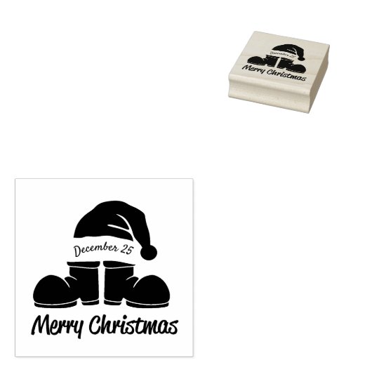 Kerstman Laarzen en Hoed Rubberstempel (Gestempeld)