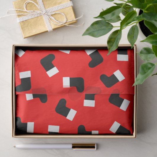 Kerstman Laarzen Kerstvakantie Patroon Rood Tissuepapier (Geschenk)