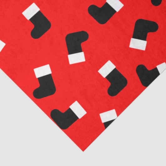 Kerstman Laarzen Kerstvakantie Patroon Rood Tissuepapier (Detail)