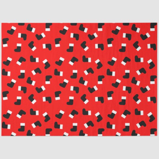 Kerstman Laarzen Kerstvakantie Patroon Rood Tissuepapier (Voorkant)