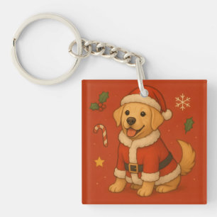 Kerstman Labrador Retriever Hond Schattige Kerstmi Sleutelhanger