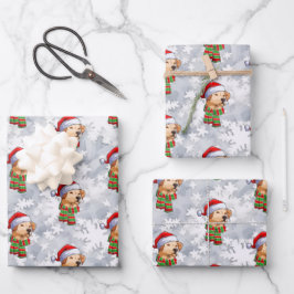 Kerstman Labrador Retriever Sneeuwvlokken Inpakpapier Vel