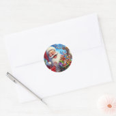 Kerstman lachen snoepriet rendieren ronde sticker (Envelop)