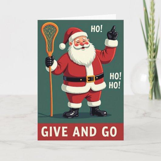 Kerstman Lacrosse Geef En Ga Kaart (Voorkant)