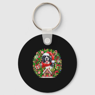 Kerstman Landseer Kerst Bloemstuk Cirkel Bijpassen Sleutelhanger