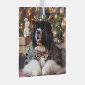 Kerstman Landseer Newf-ornament Glas Ornament (Voorkant Rechts)
