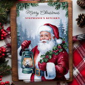  Kerstman Lantaarn Gepersonaliseerde Kerst Theedoek