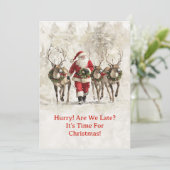 Kerstman Late Christmas Kaart (Staand voorkant)