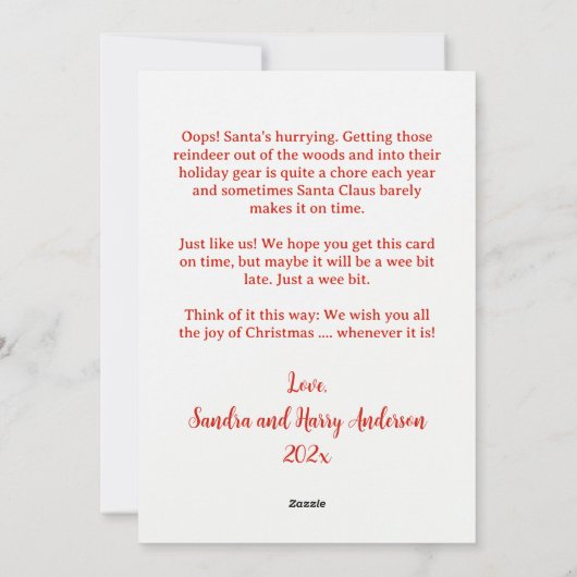 Kerstman Late Christmas Kaart (Achterkant)