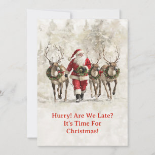 Kerstman Late Christmas Kaart